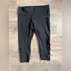 Fabletics Black Kids Leggings with Crisscross Detail